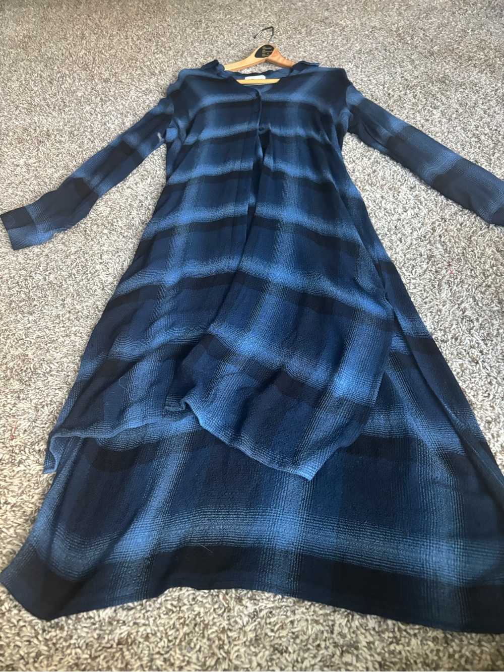 Cloth and stone Blue Ombre Long Sleeve short long Dress